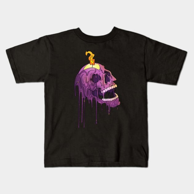 Devils Candle Melting Skull Kids T-Shirt by Trendy Black Sheep